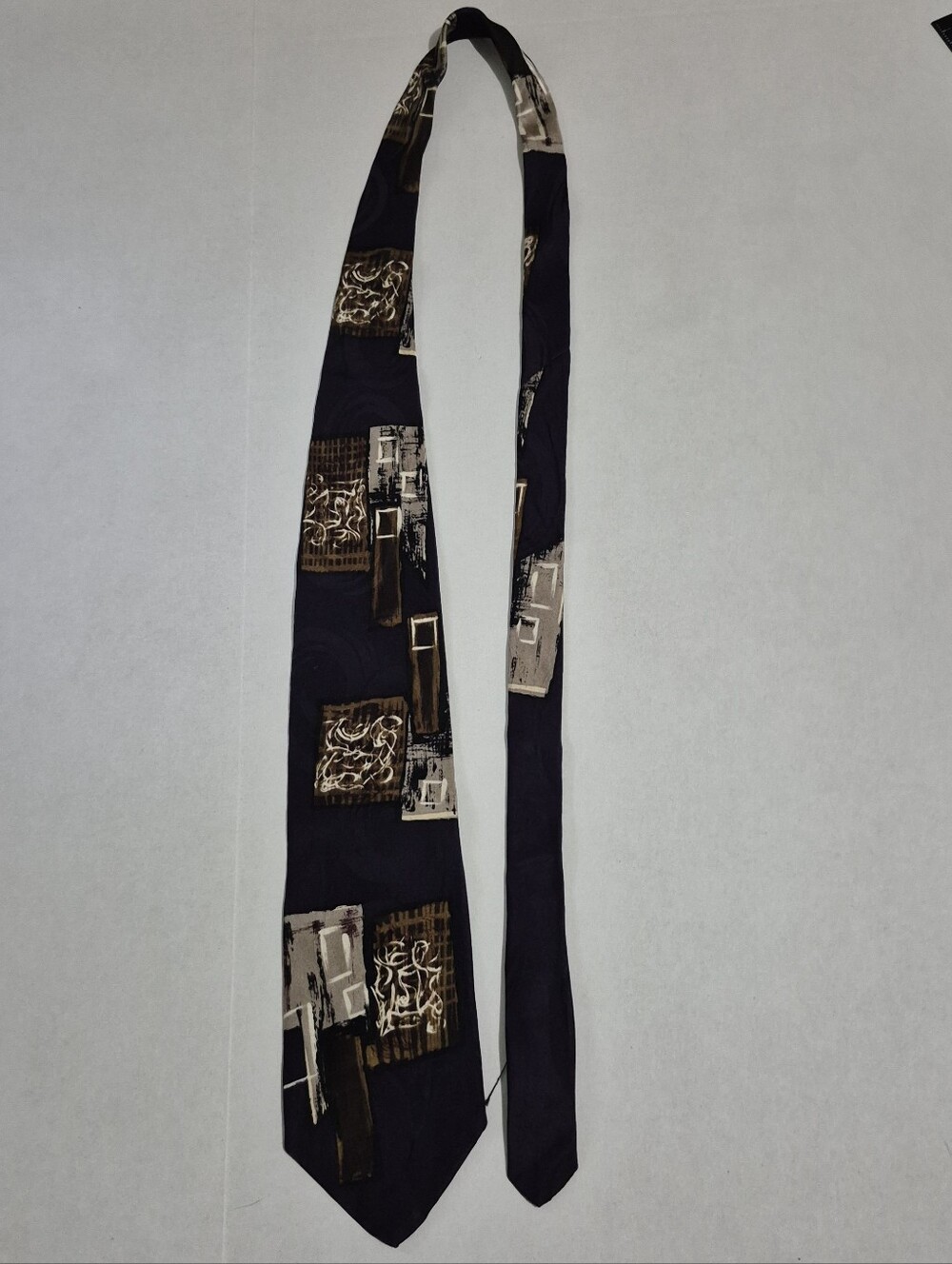 Chez Roffe New York Men’s Silk Tie Abstract Geometric Purple Brown